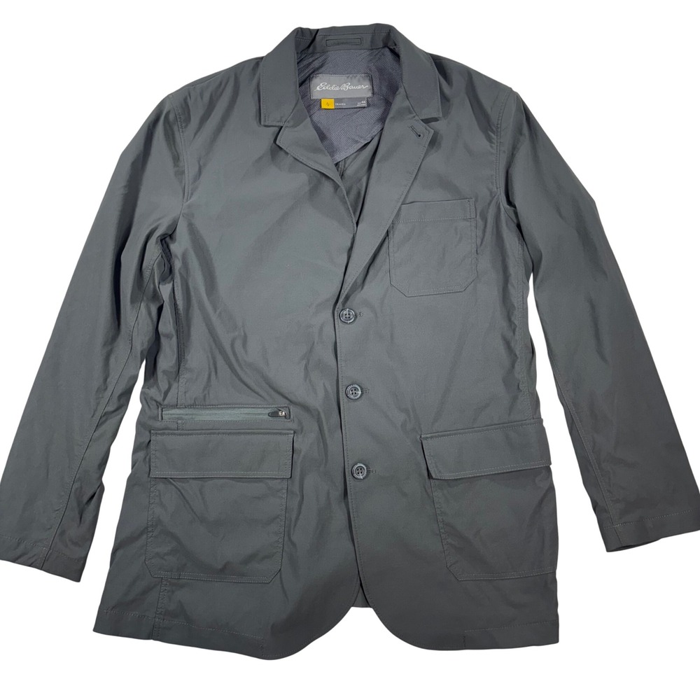 Eddie Bauer Travex Blazer Mens 44 Gray Sport Coat Jacket 3 Button Travel‎